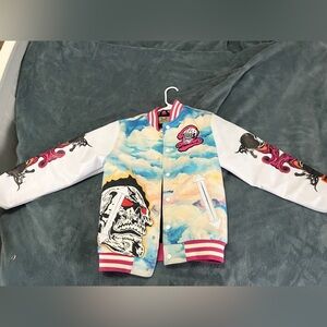 J Cole Brand X studio Pink and Blue Striped Collar Jacket